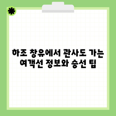 하조 창유에서 관사도 가는 여객선 정보와 승선 팁