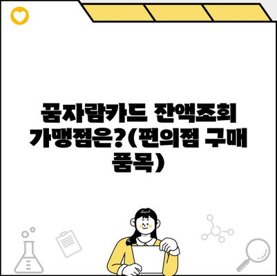 꿈자람카드 잔액조회 가맹점은?(편의점 구매 품목)