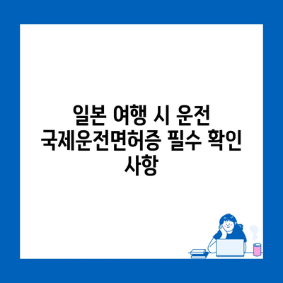 일본 여행 시 운전 국제운전면허증 필수 확인 사항