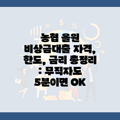 농협 올원 비상금대출 자격, 한도, 금리 총정리 : 무직자도 5분이면 OK