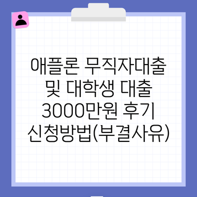 애플론 무직자대출 및 대학생 대출 3000만원 후기 신청방법(부결사유)