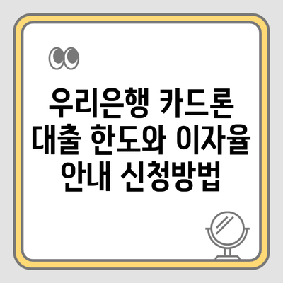 우리은행 카드론 대출 한도와 이자율 안내 신청방법