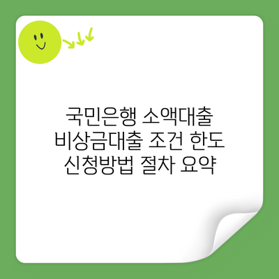 국민은행 소액대출 비상금대출 조건 한도 신청방법 절차 요약