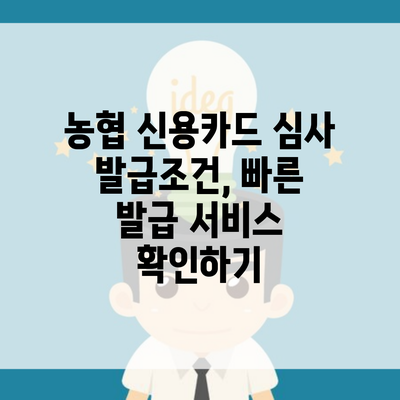 농협 신용카드 심사 발급조건, 빠른 발급 서비스 확인하기