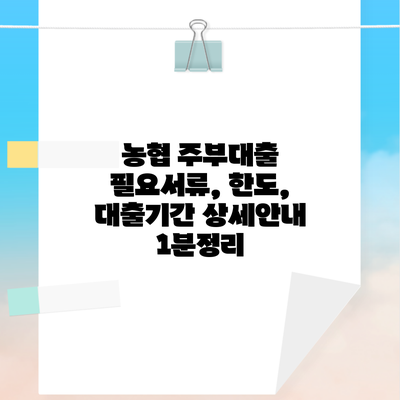 농협 주부대출 필요서류, 한도, 대출기간 상세안내 1분정리