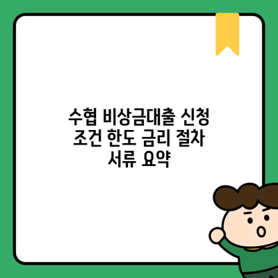 수협 비상금대출 신청 조건 한도 금리 절차 서류 요약