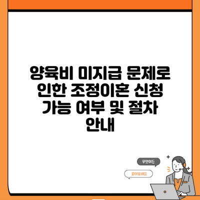 양육비 미지급 문제로 인한 조정이혼 신청 가능 여부 및 절차 안내