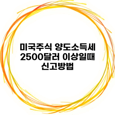 미국주식 양도소득세 2500달러 이상일때 신고방법