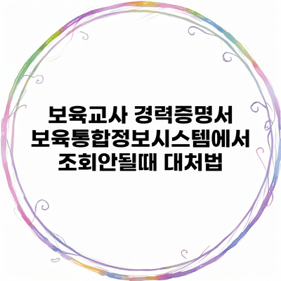 보육교사 경력증명서 보육통합정보시스템에서 조회안될때 대처법