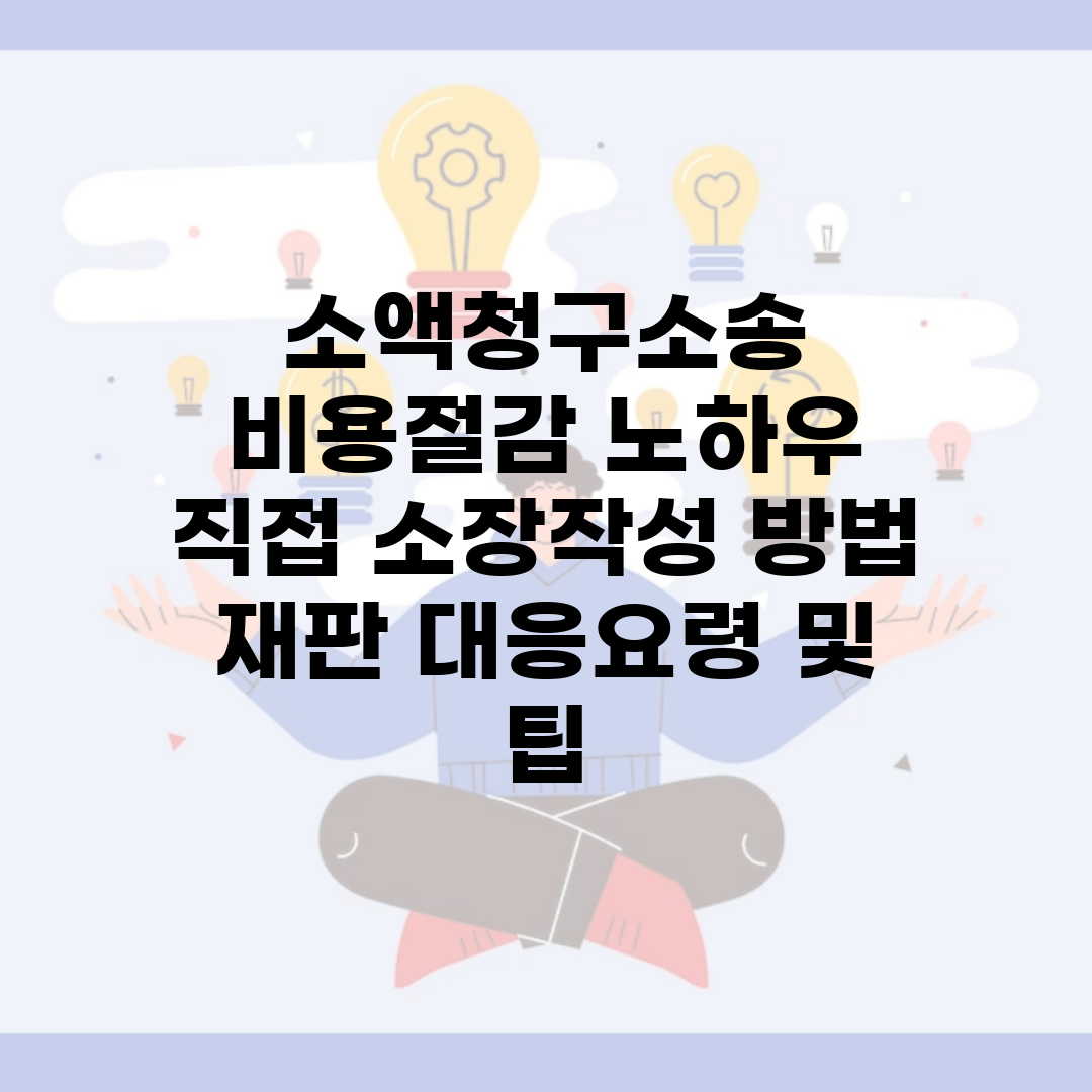 소액청구소송 비용절감 노하우 | 직접 소장작성 방법 | 재판 대응요령 및 팁