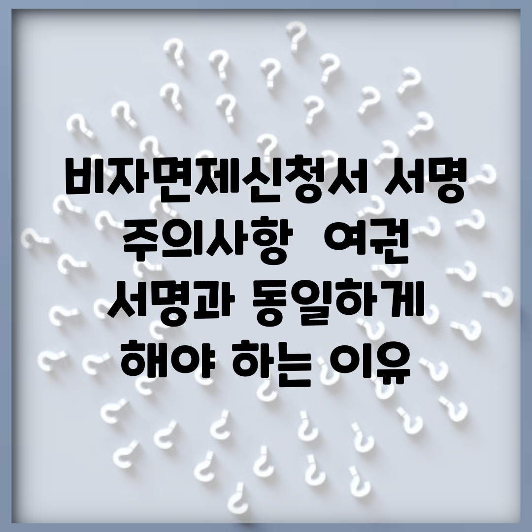 비자면제신청서 서명 주의사항 | 여권 서명과 동일하게 해야 하는 이유