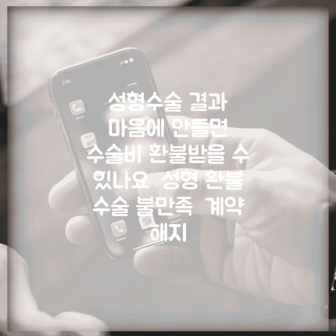성형수술 결과 마음에 안들면 수술비 환불받을 수 있나요 | 성형 환불 | 수술 불만족 | 계약 해지