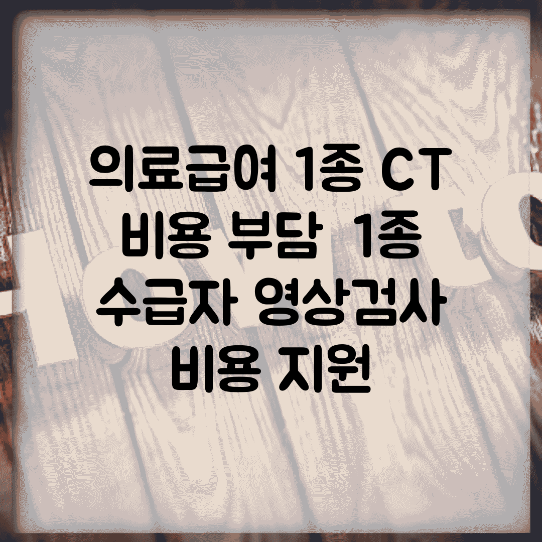 의료급여 1종 CT 비용 부담 | 1종 수급자 영상검사 비용 지원