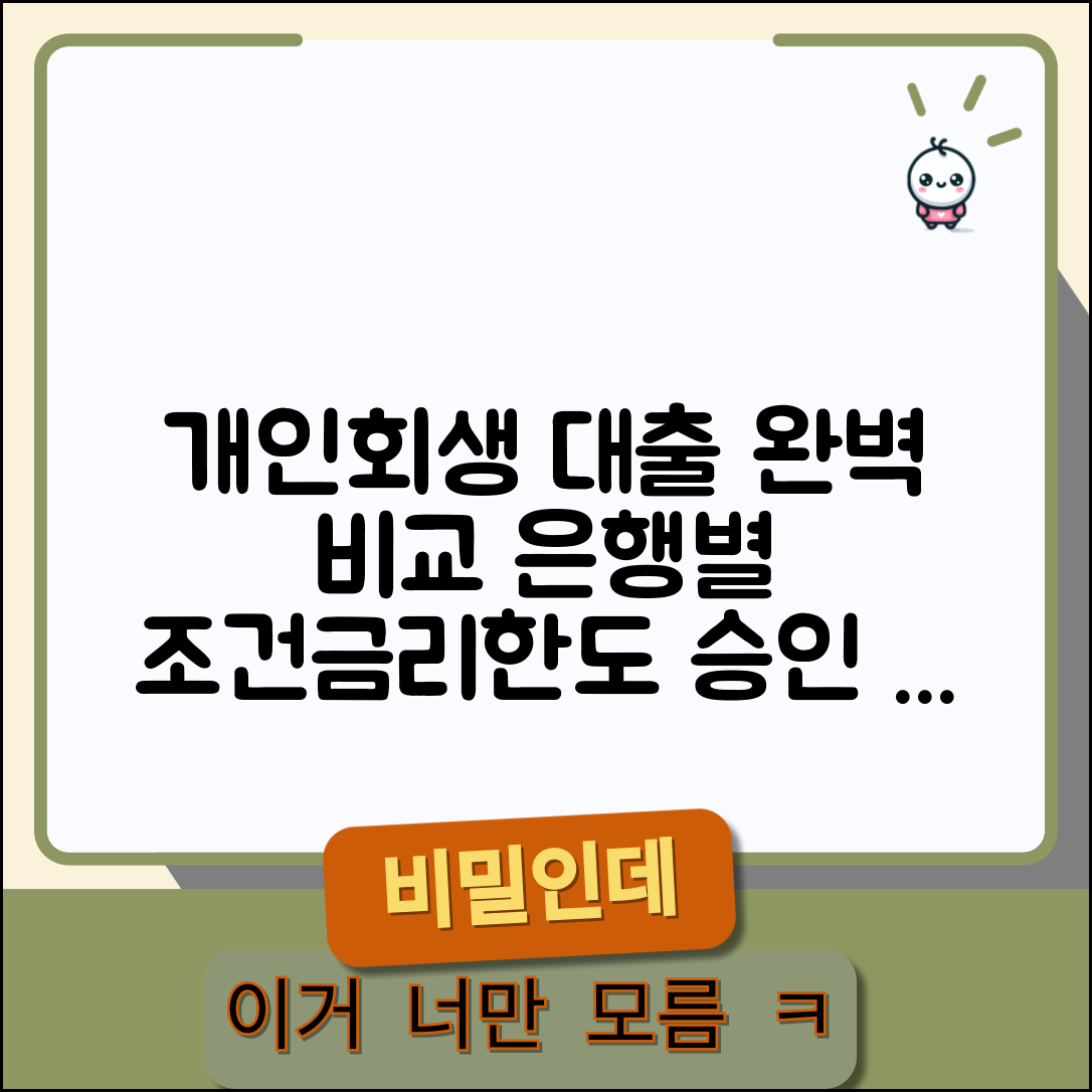 개인회생 대출상품 완벽비교 | 은행별 조건 | 금리 및 한도 | 신청방법 | 승인 팁