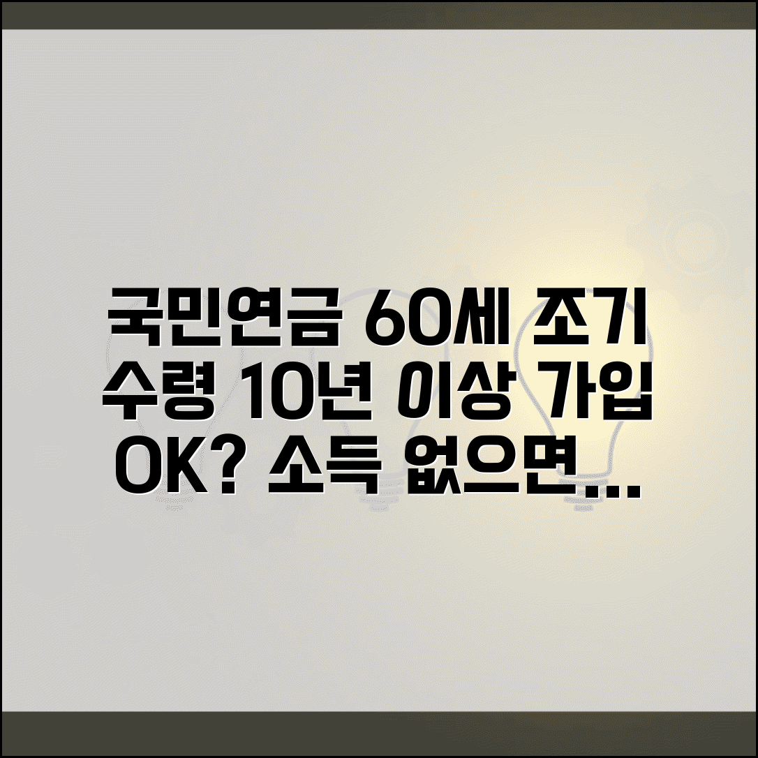 국민연금 조기수령조건 60세 | 10년 이상 가입과 소득활동 중단 요건