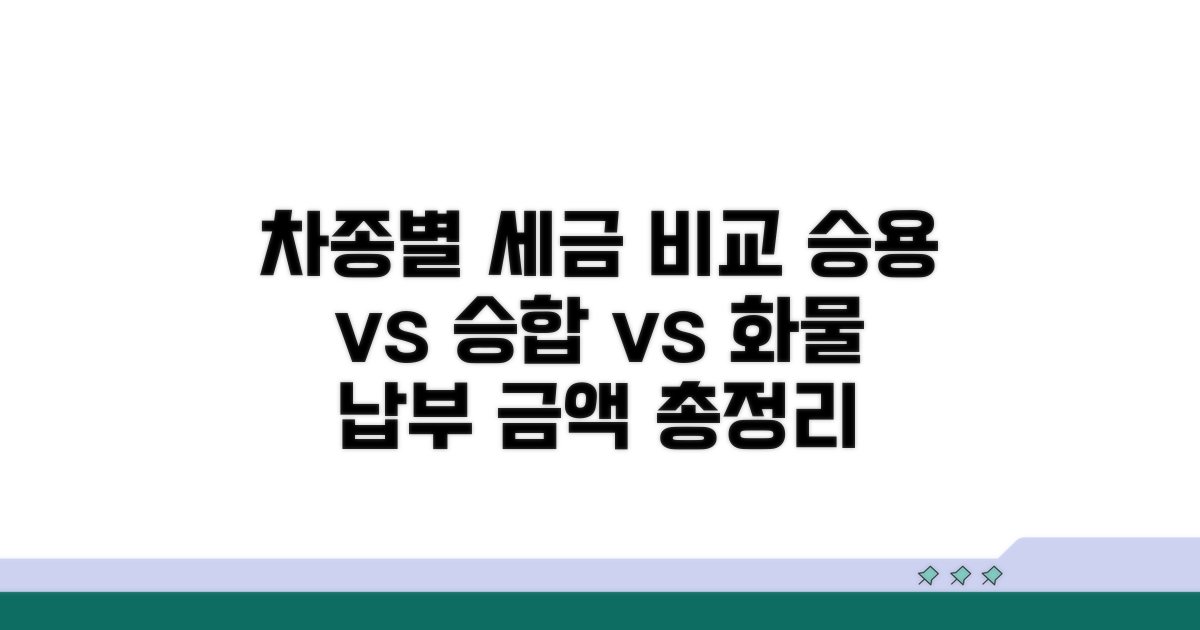 승용차, 승합차, 화물차 납부 금액 비교