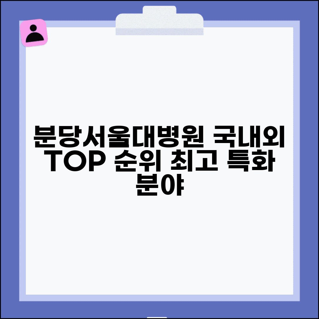 분당서울대병원 순위 정보 | 국내외 평가와 특화 분야 소개