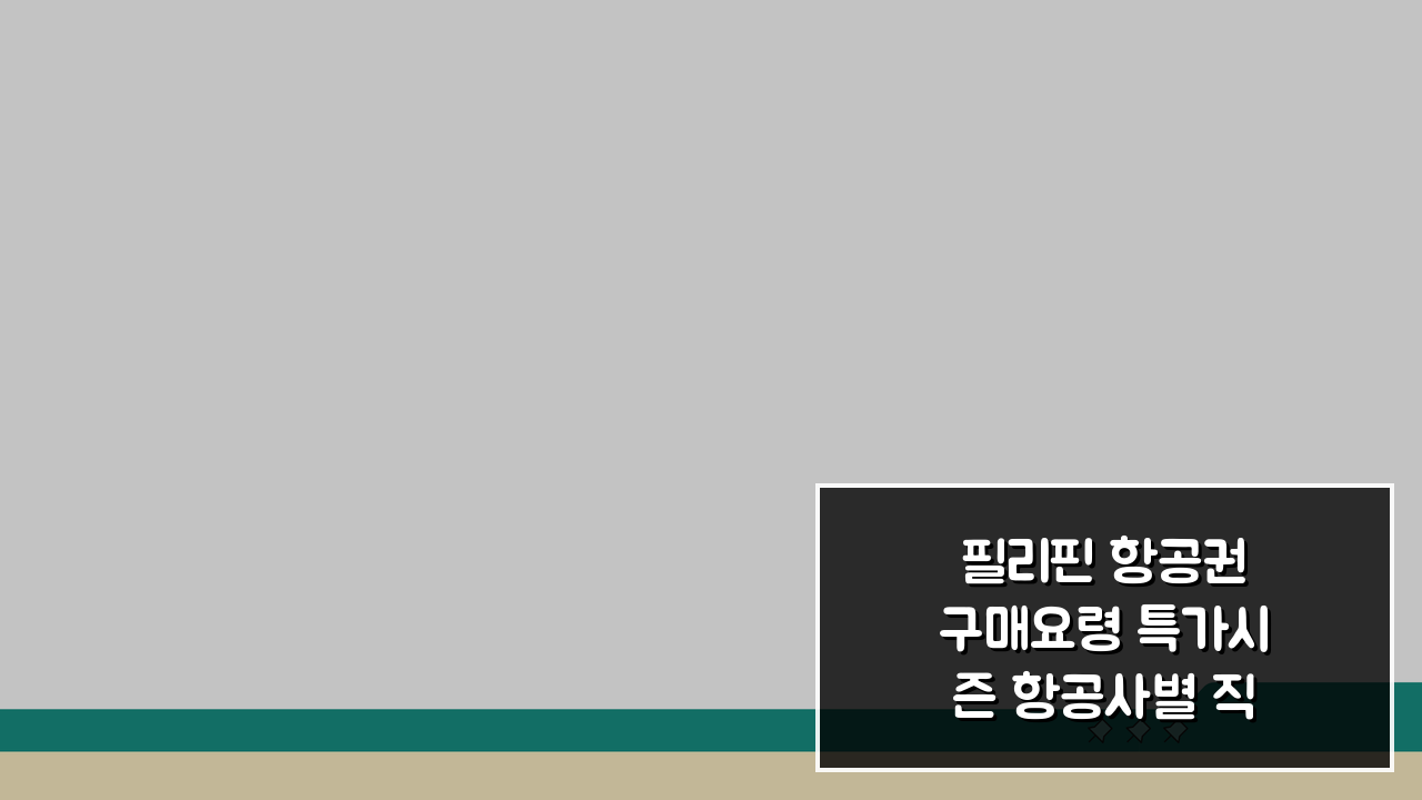 필리핀 항공권 구매요령 특가시즌 항공사별 직항노선 비교분석 꿀팁 5가지