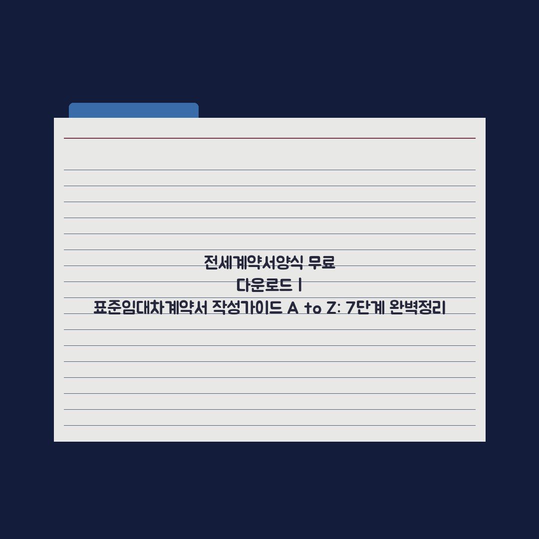 전세계약서양식 무료 다운로드 | 표준임대차계약서 작성가이드 A to Z: 7단계 완벽정리