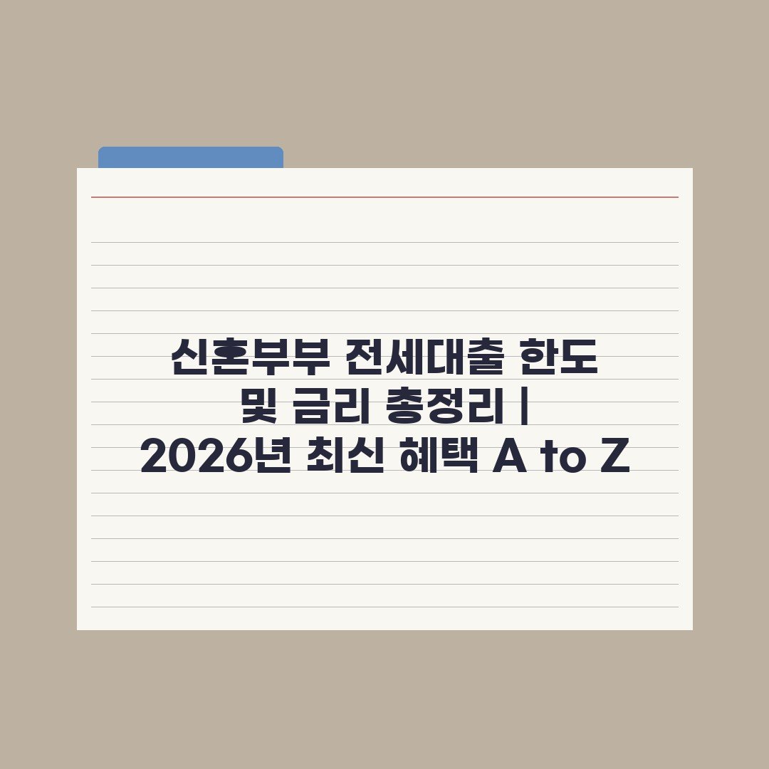 신혼부부 전세대출 한도 및 금리 총정리 | 2026년 최신 혜택 A to Z