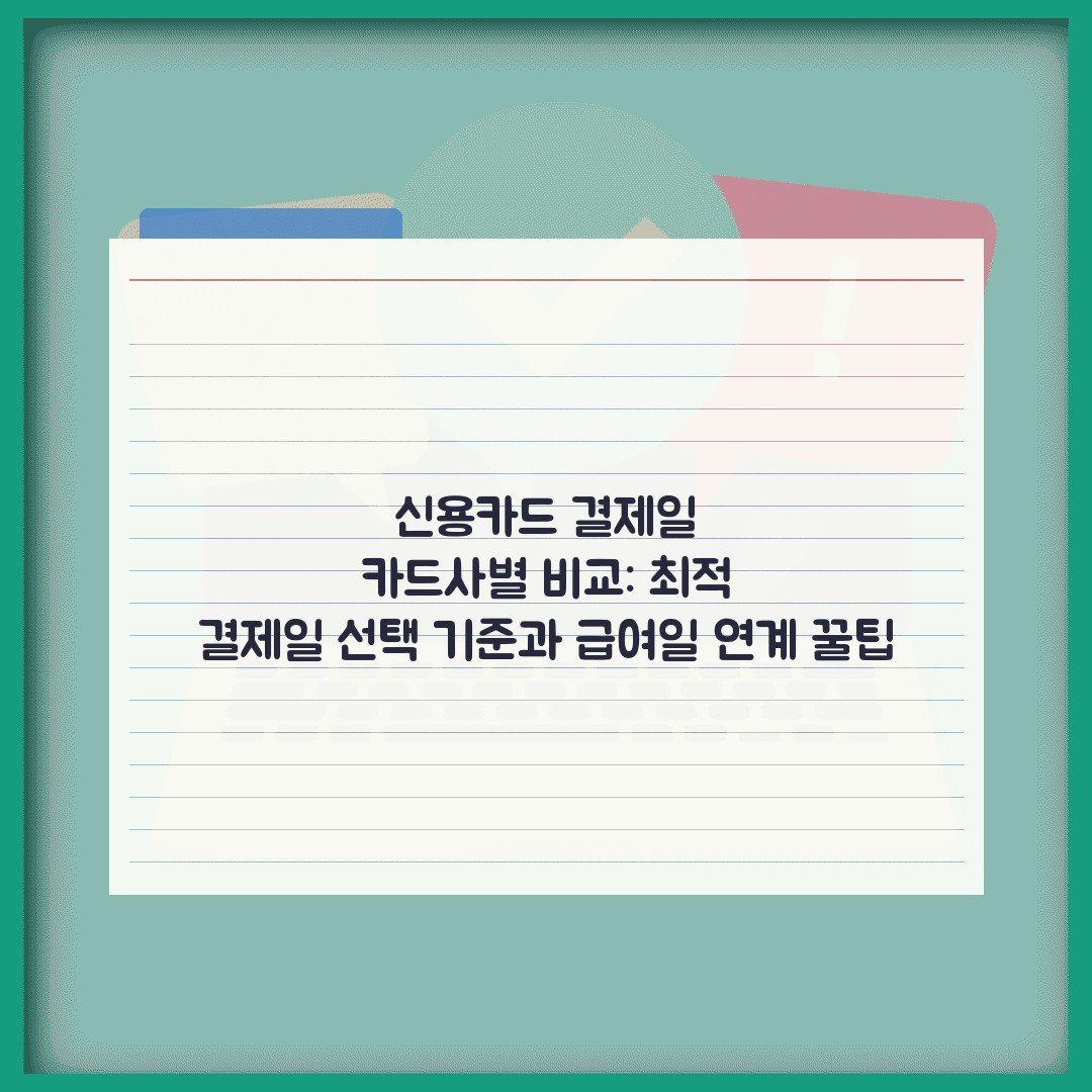 신용카드 결제일 카드사별 비교: 최적 결제일 선택 기준과 급여일 연계 꿀팁