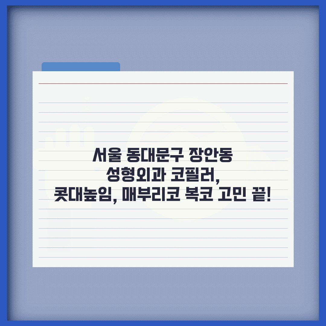 서울 동대문구 장안동 성형외과 코필러, 콧대높임, 매부리코 복코 고민 끝!