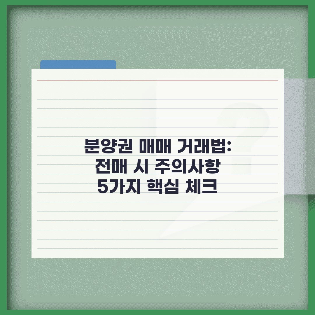 분양권 매매 거래법: 전매 시 주의사항 5가지 핵심 체크
