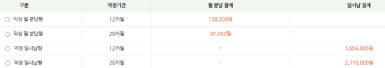 와이즈캠프 약정 기간별 가격 안내